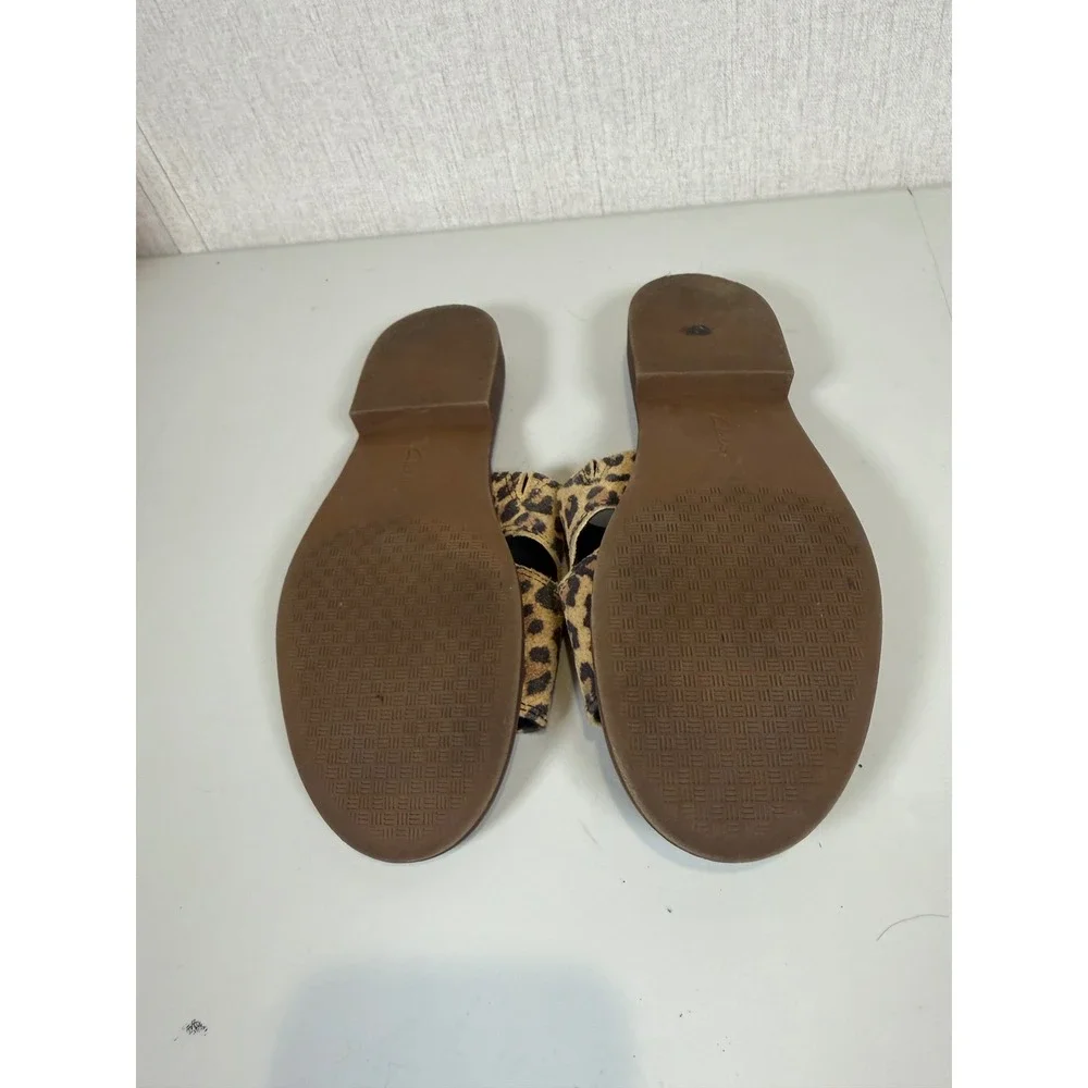 Clarks Declan Flo Leopard Print Flat Slide‎ Sandal Leather 8M
